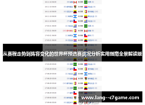 从赛程走势到阵容变化的世界杯预选赛战况分析实用指南全景解读版